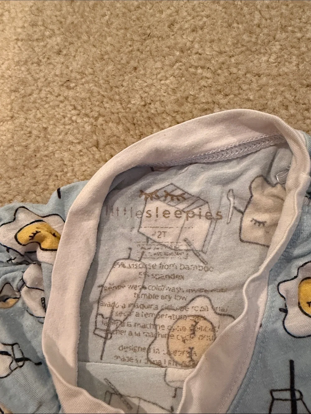 Little Sleepies Blue Breakfast Print Pajama Set